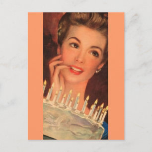 Retro Housefru Birthday Vykort