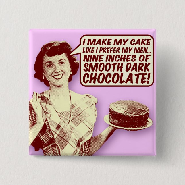 Retro Housefru Button - 9 tum choklad Knapp (Framsida)