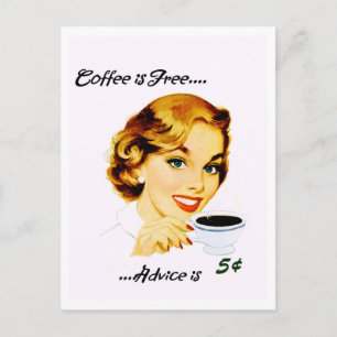 Retro Housefru Coffee and Advice Vykort