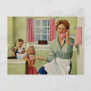 Retro Housefru & Family Vykort