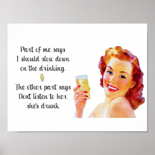 Retro Housefru Funny Quote Drinking Poster