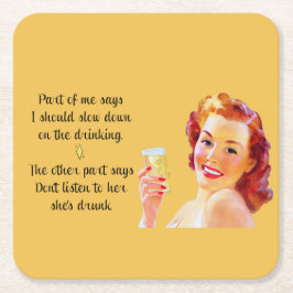 Retro Housefru Funny Quote Drinking Underlägg