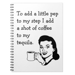 Retro Housefru Funny Tequila Coffee Pep Quote Anteckningsbok