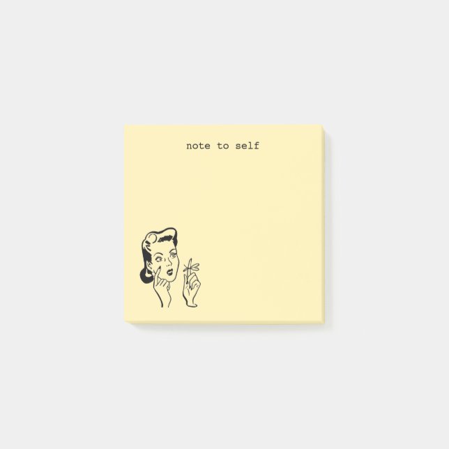 Retro Housefru Gult Funny Note till Self Post-it Block (Framsida)