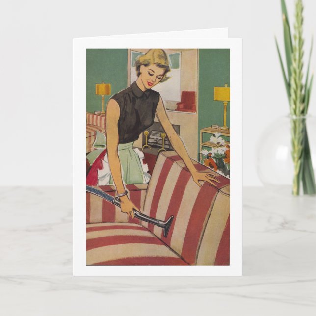 Retro Housefru - Sluta aldrig med vakuumning, Kort (Framsida)