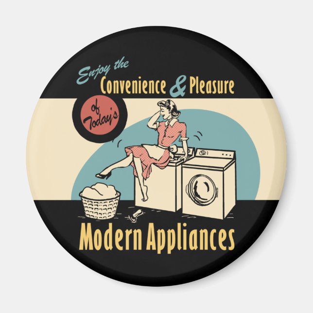 Retro Housefru Washer Dryer Magnet (Framsidan)
