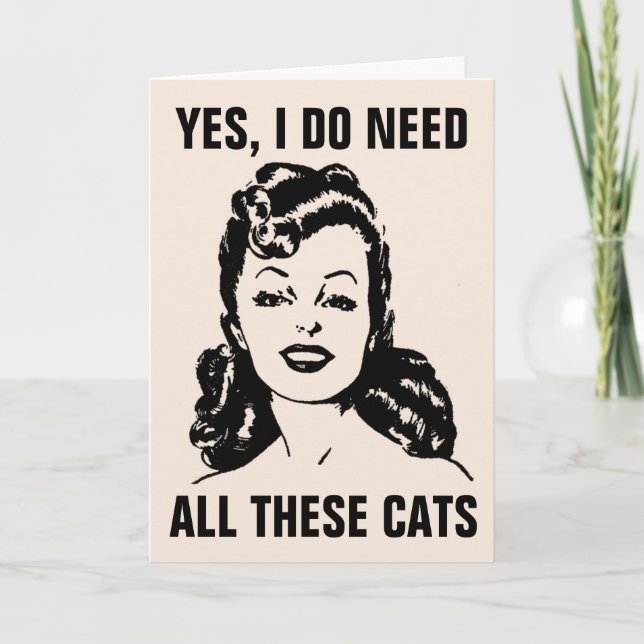 RETRO HOUSEWIFE CAT CATS GREETCards Kort (Framsida)