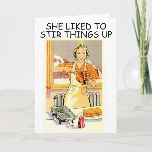 RETRO HOUSEWIFE FUNNY BIRTHDAY Card Kort (Framsida)