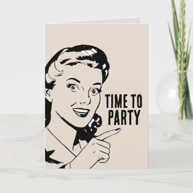 RETRO HOUSEWIFE FUNNY BIRTHDAY GREETING CARD KORT (Framsida)