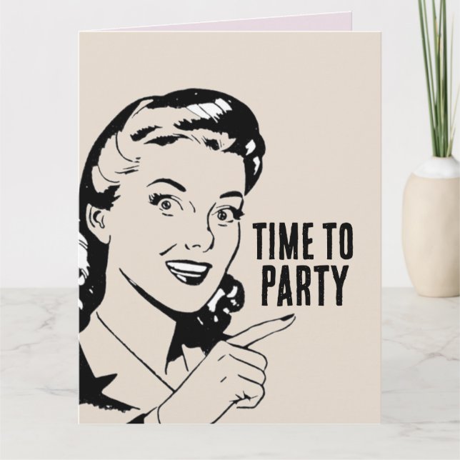 RETRO HOUSEWIFE FUNNY BIRTHDAY GREETING CARD KORT (Framsida)