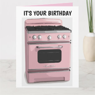 RETRO HOUSEWIFE ROSA OVEN BIRTHDAY big CARD Kort