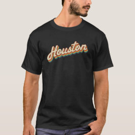 Retro Houston-Vintagens skript T Shirt