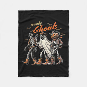 Retro Howdy Ghouls Skeleton Cowboy Western Rodeo H Fleecefilt