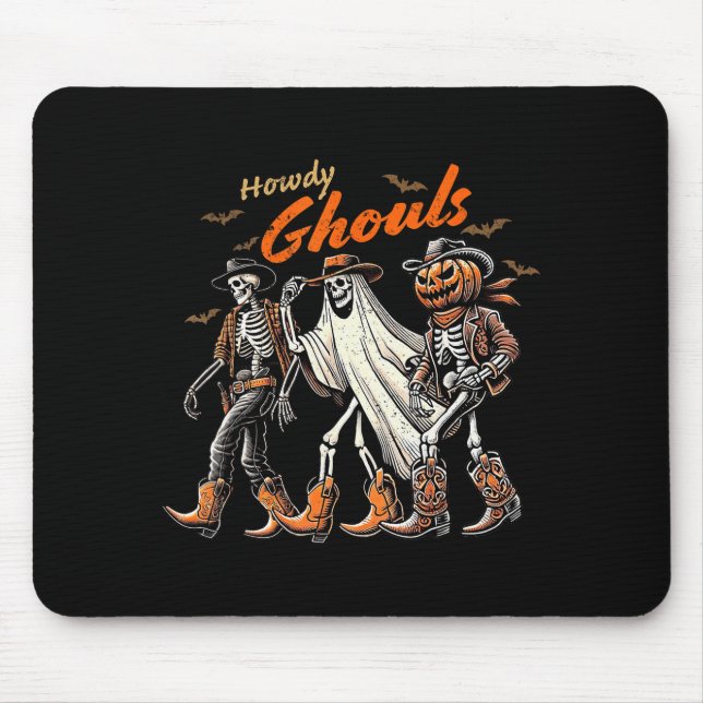 Retro Howdy Ghouls Skeleton Cowboy Western Rodeo H Musmatta (Framsidan)