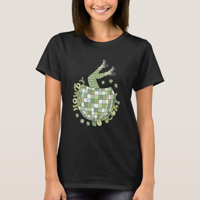 Retro Howdy Go Lucky St Patricks Day Disco Ball Lu T Shirt (Framsida)