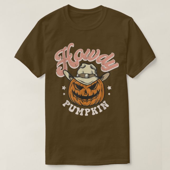 Retro Howdy Pumpkin Fall Autumn Western Ghost Hall T Shirt (Design framsida)
