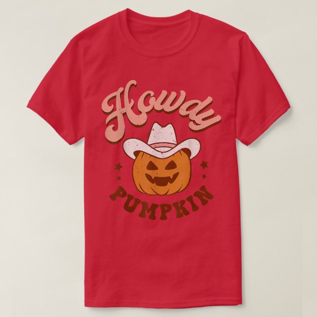 Retro Howdy Pumpkin Fall Autumn Western Halloween T Shirt (Design framsida)