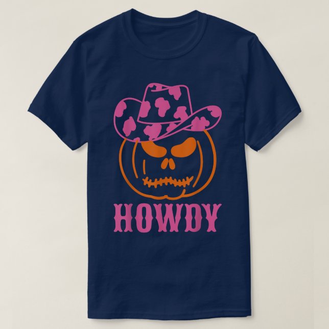 Retro Howdy Pumpkin Fall Autumn Western Halloween  T Shirt (Design framsida)