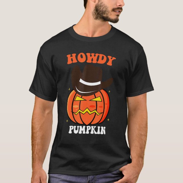 Retro Howdy Pumpkin Fall Autumn Western Halloween  T Shirt (Framsida)