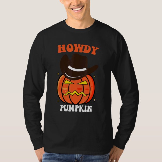 Retro Howdy Pumpkin Fall Autumn Western Halloween  T Shirt (Framsida)