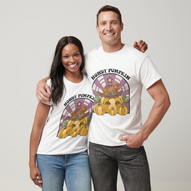 Retro Howdy Pumpkin - Höst T-Shirt (Unisex)