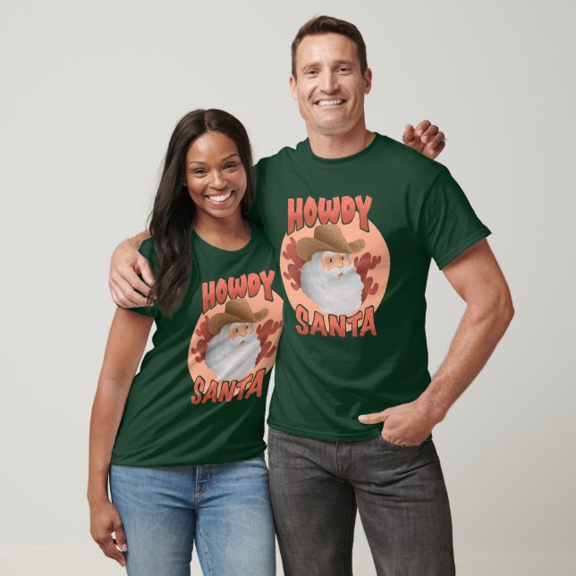Retro Howdy Santa Rustic Cowboyjulen T-Shirt (Unisex)
