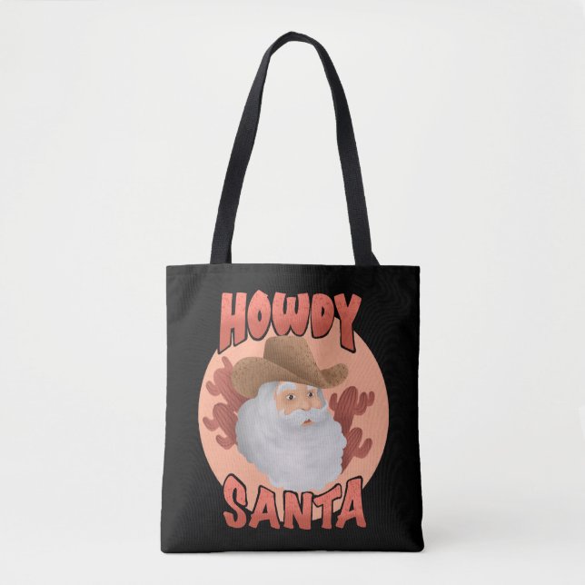Retro Howdy Santa Rustic Cowboyjulen Tygkasse (Framsida)