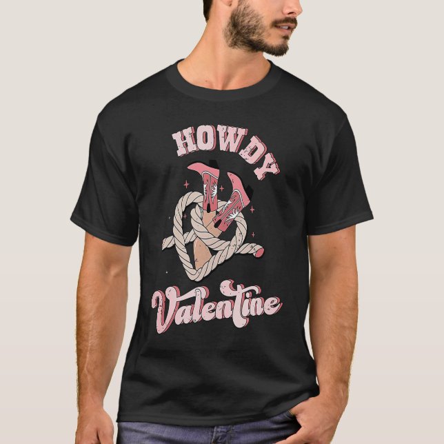 Retro Howdy Valentine Heart Groovy Vibes Western C T Shirt (Framsida)