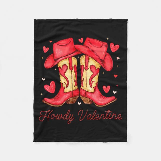 Retro Howdy Valentine Western Valentines Day Cowbo Fleecefilt (Framsidan)