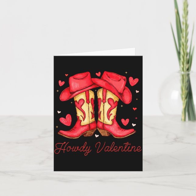 Retro Howdy Valentine Western Valentines Day Cowbo Kort (Framsida)