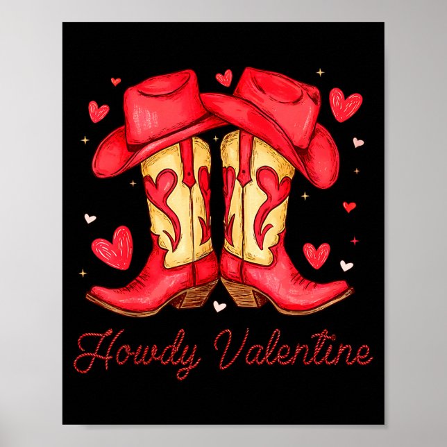 Retro Howdy Valentine Western Valentines Day Cowbo Poster (Framsidan)