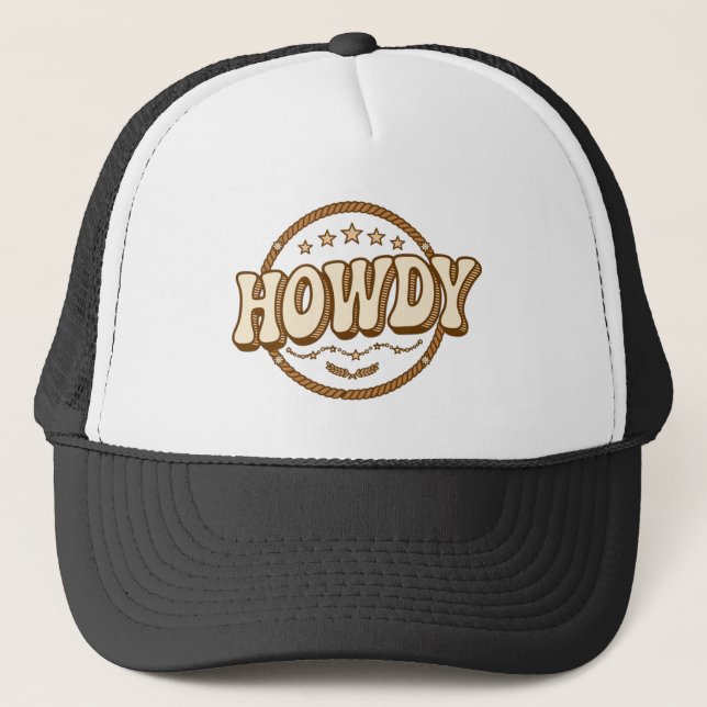  Retro Howdy Western Rope Hat Keps (Framsida)