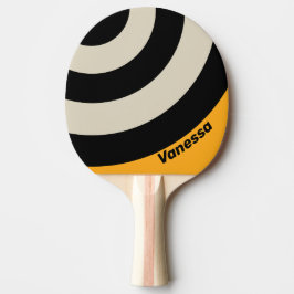Retro Humla Summerfågel Randig Cirkelrand med Namn Pingisracket