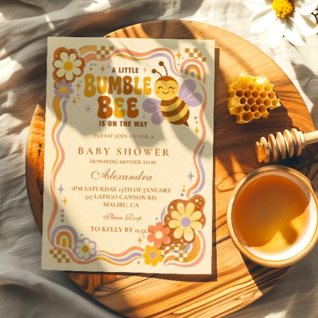 Retro Humlebi Baby Shower Inbjudningar (Skapare uppladdad)