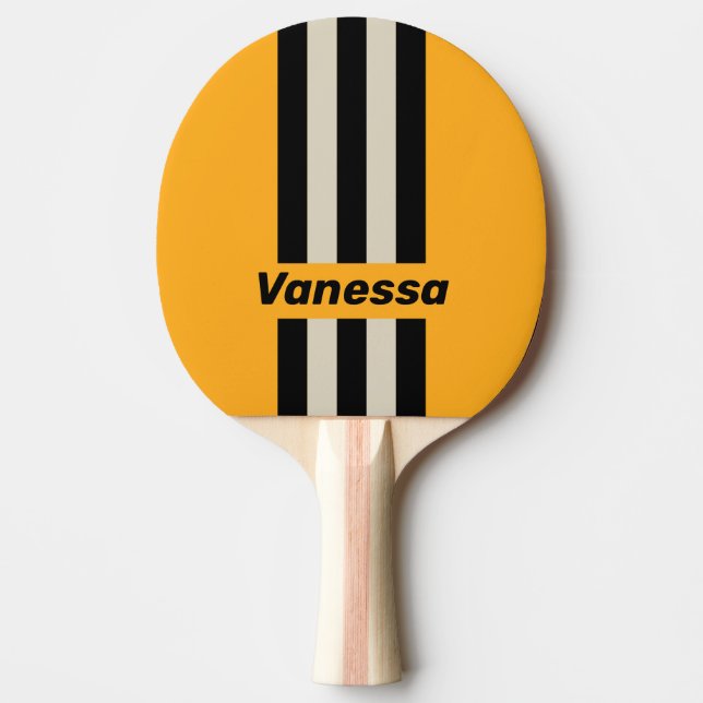 Retro Humlor Buzz Pin Ränder med namn Pingisracket (Framsidan)