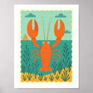 Retro Hummer Ocean Havsrelaterad Kust Sjöliv Poster