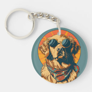 Retro Hund Behålla på Barkin Nyckelring