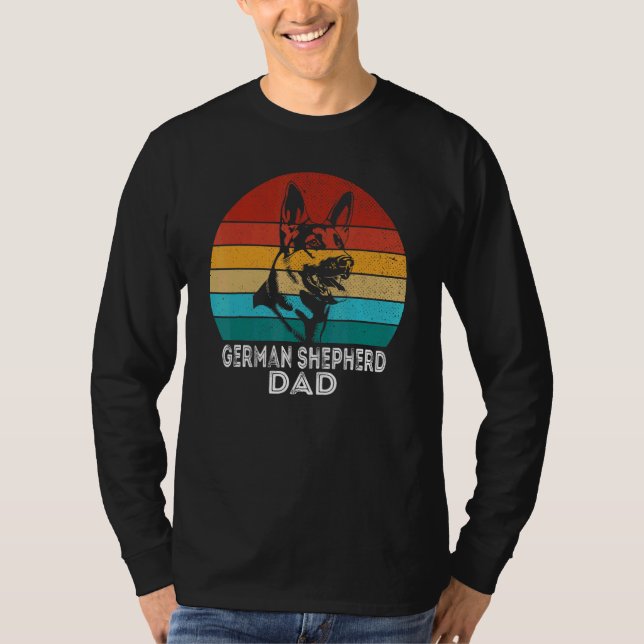 Retro Hund German Shepherd Pappa Shepherd Hund T Shirt (Framsida)