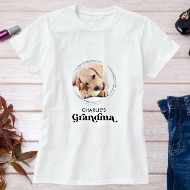Retro Hund GRANDMA Personlig Puppy Pet Photo T Shirt (Skapare uppladdad)