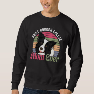 Retro Hund Mamma Animal Mors dag Gräns Collie Lång Ärmad Tröja