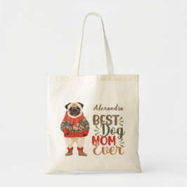 Retro Hund Mamma Watercolor Pug Anpassningsbar Tygkasse