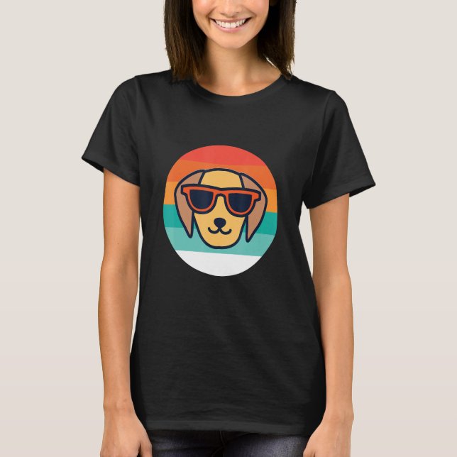 Retro Hund Mit Sonnenbrille T Shirt (Framsida)