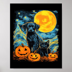 Retro Hund Pumpkin Halloween Funny Dogs Halloween Poster