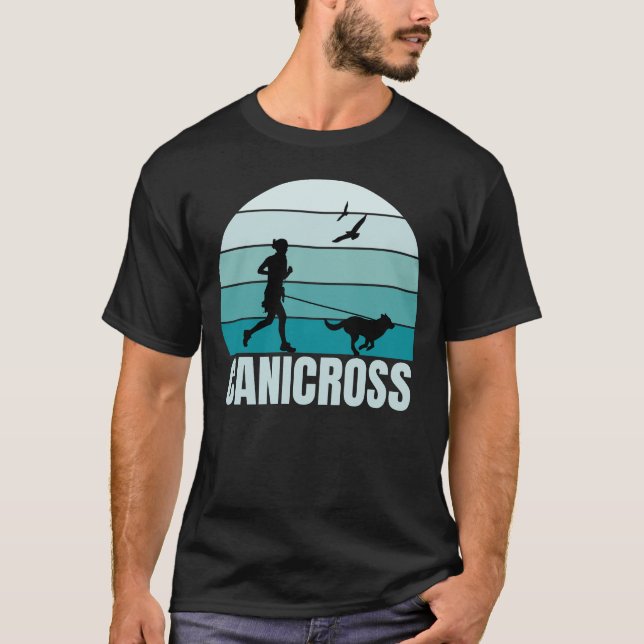 Retro Hund Running Älskare Canicross T Shirt (Framsida)