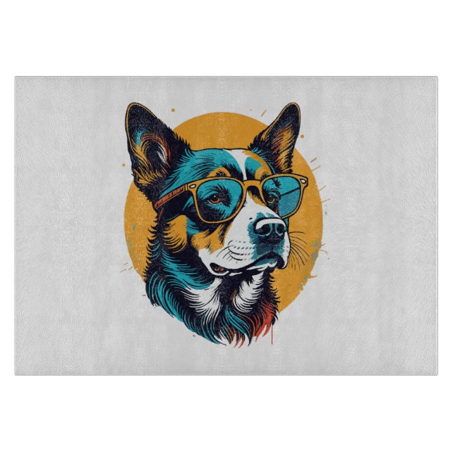 Retro hund som bär solglasögon (Framsidan)