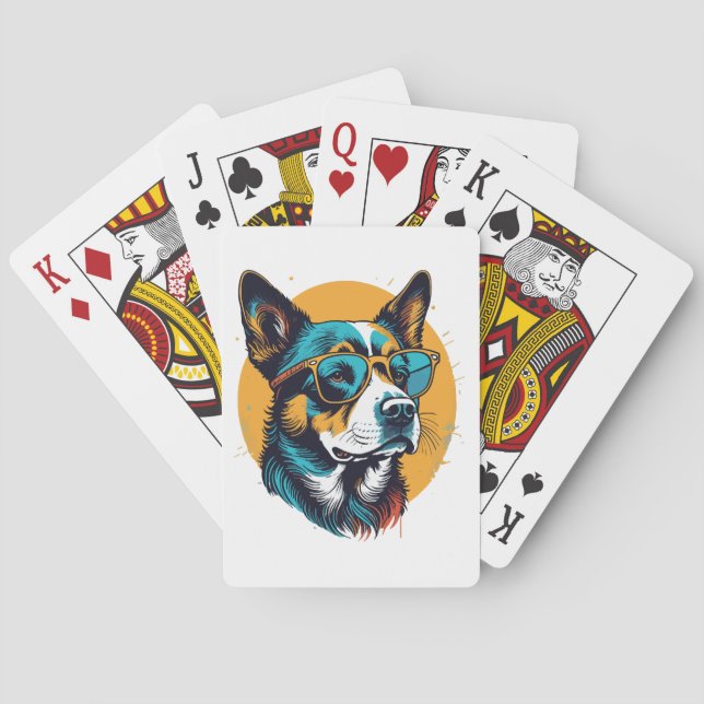 Retro hund som bär solglasögon casinokort (Baksidan)