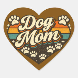 Retro hundmamma hjärtformat klistermärke
