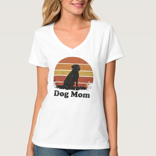 Retro hundmamma T-shirt – Vintage solnedgång (Framsida)