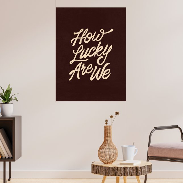 Retro "Hur lyckliga vi är" Typografi Citat Poster (Vardagsrum 3)