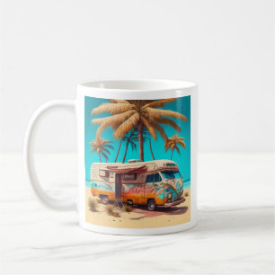 Retro husbil och palmer kaffemugg